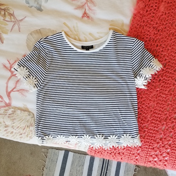 Topshop Tops - Topshop striped flower crop top